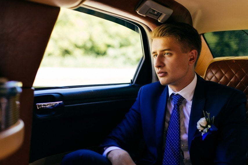 Однобортный, Двойка Свадебный костюм светло-синий без рисунка от Салон мужских костюмов Patrik Man 3