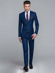 Однобортный, Двойка Свадебный костюм синий в клетку от Салон мужских костюмов Patrik Man 1