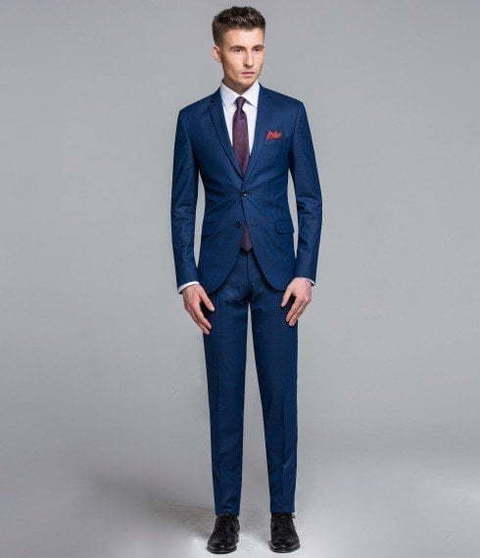 Однобортный, Двойка Свадебный костюм синий в клетку от Салон мужских костюмов Patrik Man 2