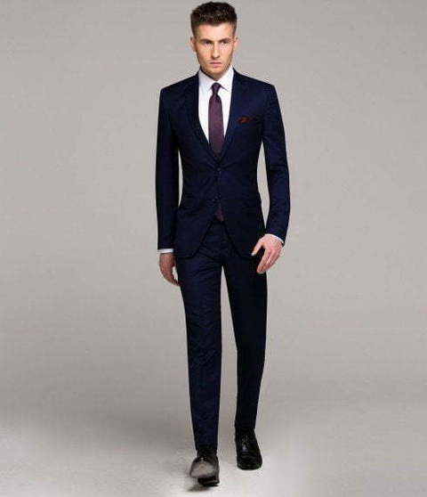 Однобортный, Двойка Свадебный костюм темно-синий без рисунка от Салон мужских костюмов Patrik Man 2