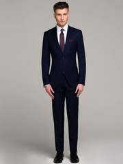 Однобортный, Двойка Свадебный костюм темно-синий без рисунка от Салон мужских костюмов Patrik Man 1