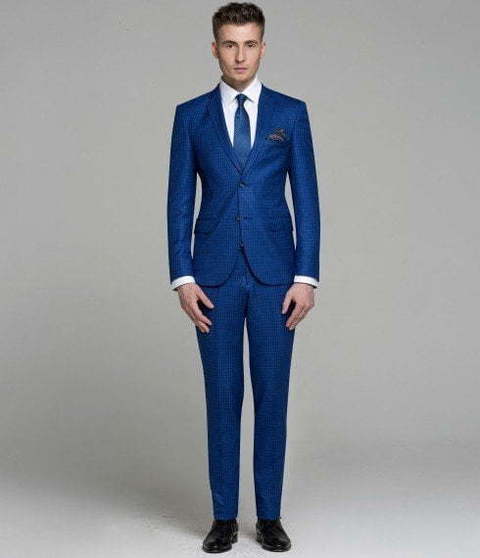 Однобортный, Двойка Свадебный костюм синий в клетку от Салон мужских костюмов Patrik Man 2