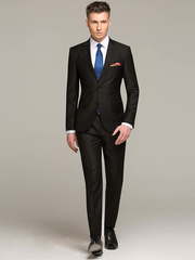 Однобортный, Двойка Свадебный костюм черный от Салон мужских костюмов Patrik Man 1