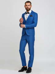 Однобортный, Двойка Свадебный костюм светло-синий без рисунка от Салон мужских костюмов Patrik Man 1