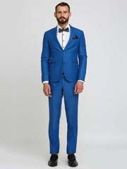 Однобортный, Двойка Свадебный костюм светло-синий без рисунка от Салон мужских костюмов Patrik Man 2