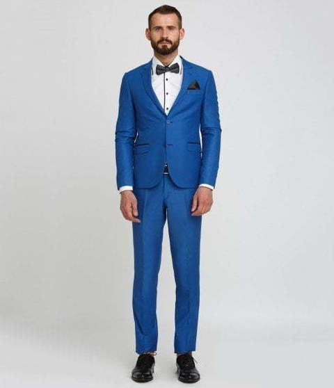 Однобортный, Двойка Свадебный костюм светло-синий без рисунка от Салон мужских костюмов Patrik Man 2