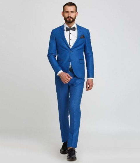 Однобортный, Двойка Свадебный костюм светло-синий без рисунка от Салон мужских костюмов Patrik Man 3