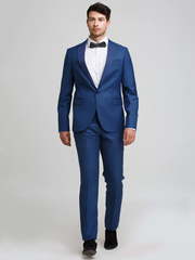 Однобортный, Двойка Свадебный костюм синий без рисунка от Салон мужских костюмов Patrik Man 1