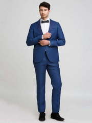 Однобортный, Двойка Свадебный костюм синий без рисунка от Салон мужских костюмов Patrik Man 2