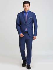 Однобортный, Двойка Свадебный костюм синий в клетку от Салон мужских костюмов Patrik Man 1