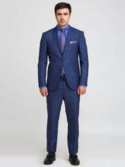 Однобортный, Двойка Свадебный костюм синий в клетку от Салон мужских костюмов Patrik Man 2