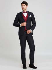 Однобортный, Двойка Свадебный костюм черный без рисунка от Салон мужских костюмов Patrik Man 1