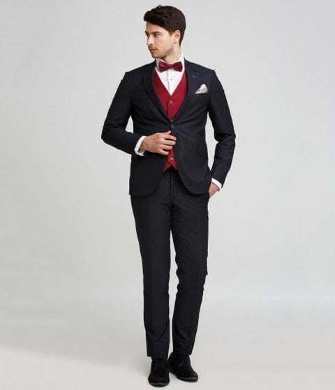 Однобортный, Двойка Свадебный костюм черный без рисунка от Салон мужских костюмов Patrik Man 2