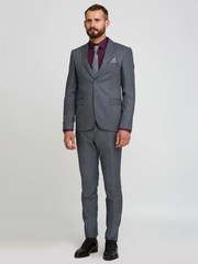 Однобортный, Двойка Свадебный костюм серый без рисунка от Салон мужских костюмов Patrik Man 1