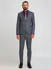 Однобортный, Двойка Свадебный костюм серый без рисунка от Салон мужских костюмов Patrik Man 2