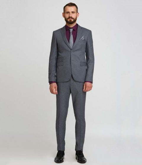 Однобортный, Двойка Свадебный костюм серый без рисунка от Салон мужских костюмов Patrik Man 2