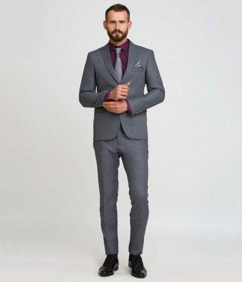 Однобортный, Двойка Свадебный костюм серый без рисунка от Салон мужских костюмов Patrik Man 3