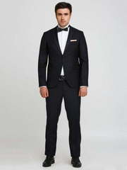 Однобортный, Смокинг, Двойка Свадебный костюм черный без рисунка от Салон мужских костюмов Patrik Man 2