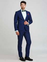 Однобортный, Двойка Свадебный костюм синий в клетку от Салон мужских костюмов Patrik Man 2