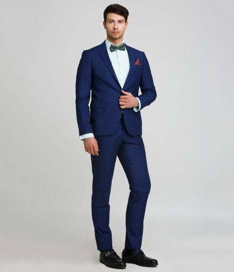 Однобортный, Двойка Свадебный костюм синий в клетку от Салон мужских костюмов Patrik Man 2