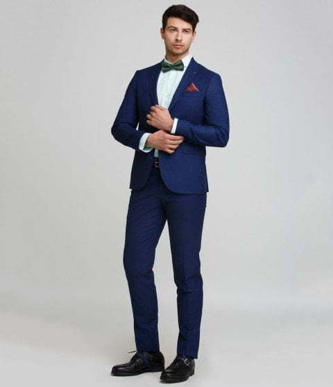 Однобортный, Двойка Свадебный костюм синий в клетку от Салон мужских костюмов Patrik Man 3