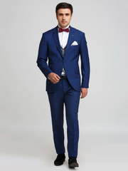 Однобортный, Тройка Свадебный костюм синий в клетку от Салон мужских костюмов Patrik Man 1