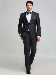 Однобортный, Двойка Свадебный костюм черный без рисунка от Салон мужских костюмов Patrik Man 2