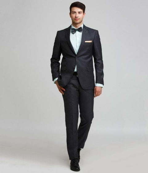Однобортный, Двойка Свадебный костюм черный без рисунка от Салон мужских костюмов Patrik Man 2