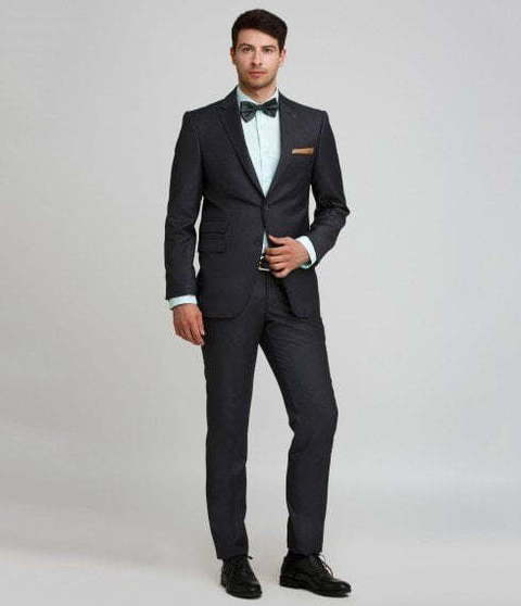 Однобортный, Двойка Свадебный костюм черный без рисунка от Салон мужских костюмов Patrik Man 3