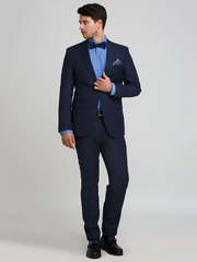 Однобортный, Двойка Свадебный костюм темно-синий в полоску от Салон мужских костюмов Patrik Man 1