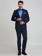 Однобортный, Двойка Свадебный костюм темно-синий в полоску от Салон мужских костюмов Patrik Man 2