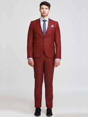 Однобортный, Двойка Свадебный костюм бордовый без рисунка от Салон мужских костюмов Patrik Man 1