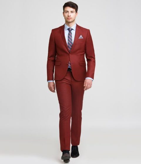 Однобортный, Двойка Свадебный костюм бордовый без рисунка от Салон мужских костюмов Patrik Man 2