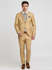 Однобортный, Двойка Свадебный костюм бежевый без рисунка от Салон мужских костюмов Patrik Man 1