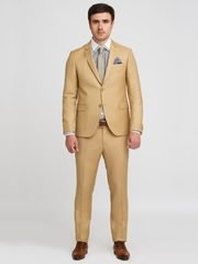Однобортный, Двойка Свадебный костюм бежевый без рисунка от Салон мужских костюмов Patrik Man 2
