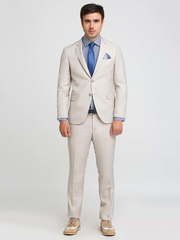 Однобортный, Двойка Свадебный костюм белый без рисунка от Салон мужских костюмов Patrik Man 1