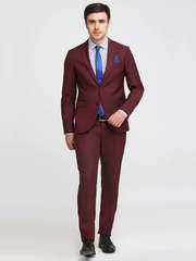 Однобортный, Двойка Свадебный костюм бордовый без рисунка от Салон мужских костюмов Patrik Man 1