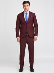 Однобортный, Двойка Свадебный костюм бордовый без рисунка от Салон мужских костюмов Patrik Man 2