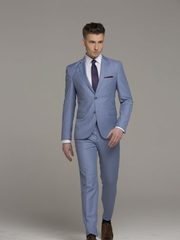 Однобортный, Двойка Свадебный костюм голубой без рисунка от Салон мужских костюмов Patrik Man 2