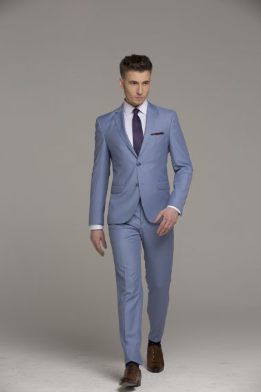 Однобортный, Двойка Свадебный костюм голубой без рисунка от Салон мужских костюмов Patrik Man 2