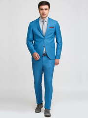 Однобортный, Двойка Свадебный костюм голубой без рисунка от Салон мужских костюмов Patrik Man 1