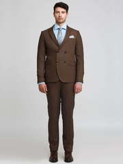 Двубортный, Двойка Свадебный костюм коричневый без рисунка от Салон мужских костюмов Patrik Man 1