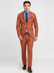 Однобортный, Двойка Свадебный костюм коричневый без рисунка от Салон мужских костюмов Patrik Man 1