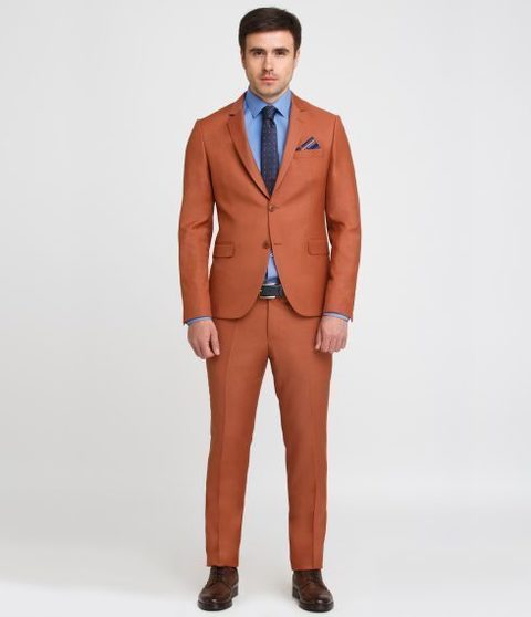 Однобортный, Двойка Свадебный костюм коричневый без рисунка от Салон мужских костюмов Patrik Man 2