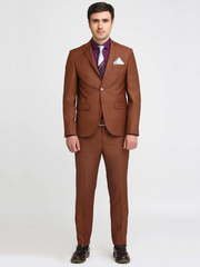 Однобортный, Двойка Свадебный костюм коричневый без рисунка от Салон мужских костюмов Patrik Man 1
