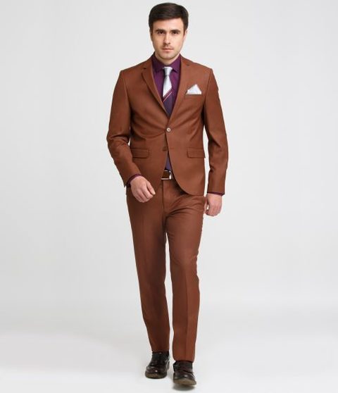 Однобортный, Двойка Свадебный костюм коричневый без рисунка от Салон мужских костюмов Patrik Man 2