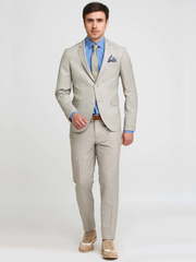 Однобортный, Двойка Свадебный костюм светло-серый в клетку от Салон мужских костюмов Patrik Man 1