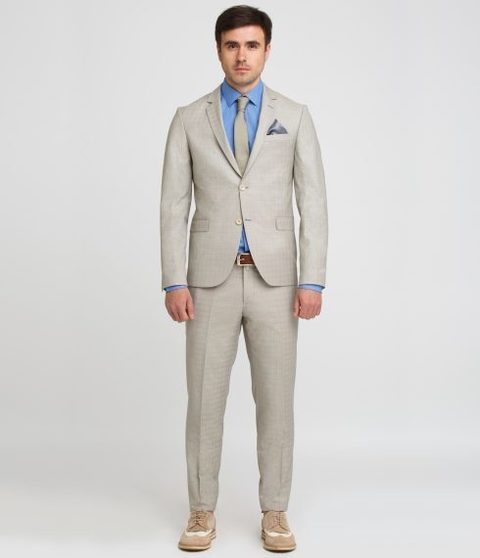 Однобортный, Двойка Свадебный костюм светло-серый в клетку от Салон мужских костюмов Patrik Man 2