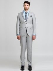 Однобортный, Двойка Свадебный костюм светло-серый без рисунка от Салон мужских костюмов Patrik Man 2