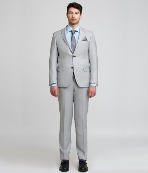 Однобортный, Двойка Свадебный костюм светло-серый без рисунка от Салон мужских костюмов Patrik Man 2